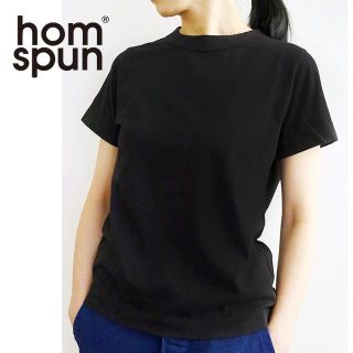 フォーティーファイブアールピーエム(45rpm)の新品 homspun✨ホームスパン 天竺 半袖 コットン Tシャツ 黒ブラックL(Tシャツ(半袖/袖なし))