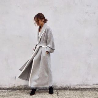 美品 ETRE TOKYO ヘリンボーンフリンジガウンコート
