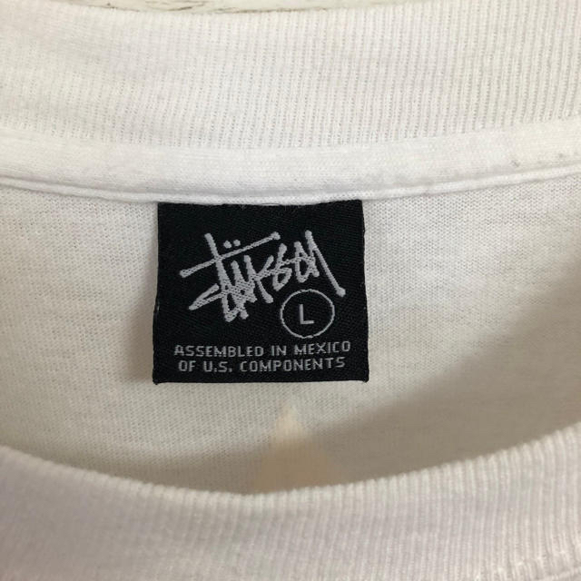 STUSSY(ステューシー)のステューシー stussy 90s 花柄  白 ハイビスカス 古着 オールド L メンズのトップス(Tシャツ/カットソー(半袖/袖なし))の商品写真