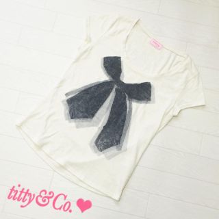 ティティアンドコー(titty&co)のtitty&Co♡リボン柄Tシャツ(Tシャツ/カットソー(半袖/袖なし))