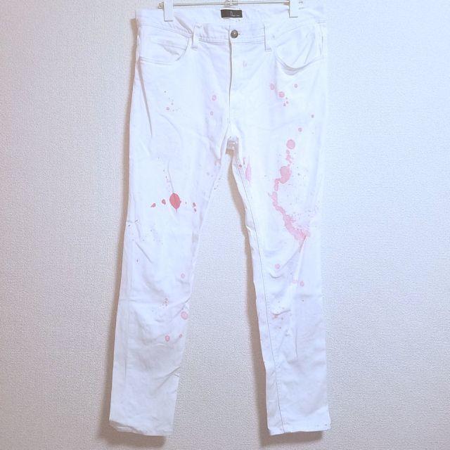リメイクホワイトパンツ XL ストレッチパンツ メンズのパンツ(デニム/ジーンズ)の商品写真