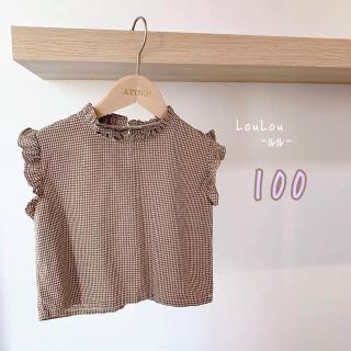 プティマイン(petit main)の☆大人気☆ フリルチェックノースリーブ 韓国子供服 100(Tシャツ/カットソー)