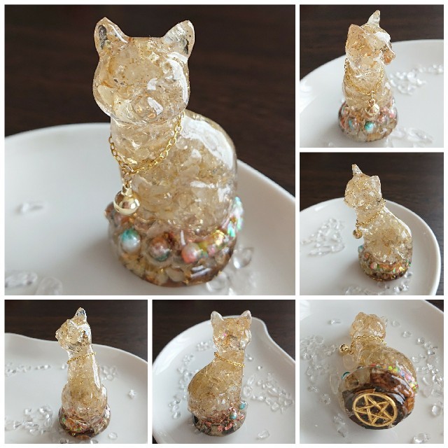 金運✨猫ちゃん(ФωФ)❤️オルゴナイト ハンドメイドのインテリア/家具(インテリア雑貨)の商品写真