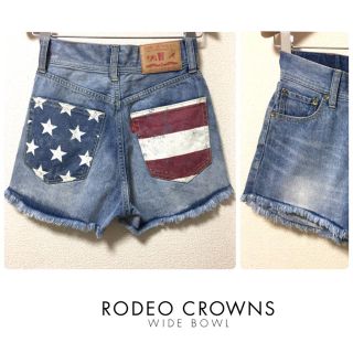 ロデオクラウンズワイドボウル(RODEO CROWNS WIDE BOWL)のロデオクラウンズ　▷ USA デニムショートパンツ　バッグプリント　デニム(ショートパンツ)