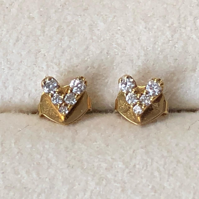 ポンテヴェキオ✨K18×ダイヤ0.1ct✨ハートピアス