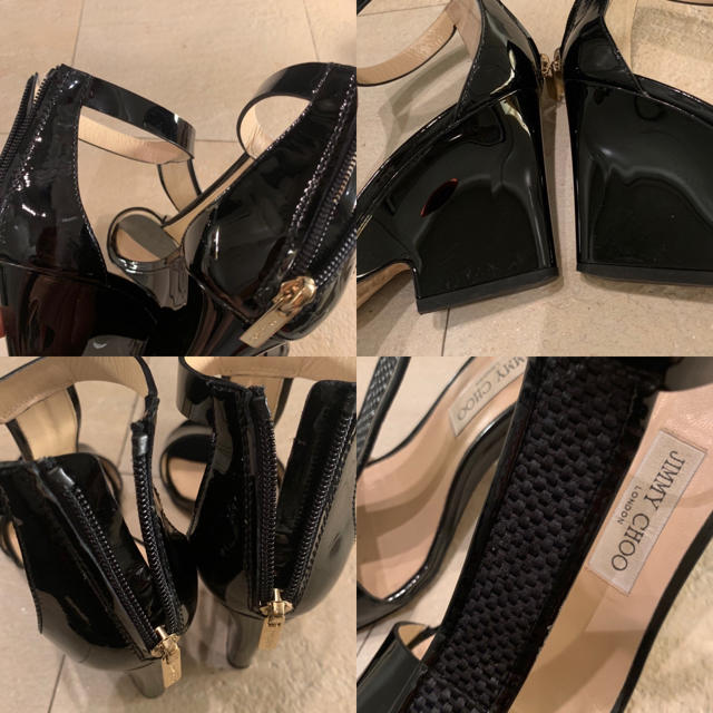 JIMMY CHOO(ジミーチュウ)のJimmy Choo 黒エナメルMILANサンダル レディースの靴/シューズ(サンダル)の商品写真