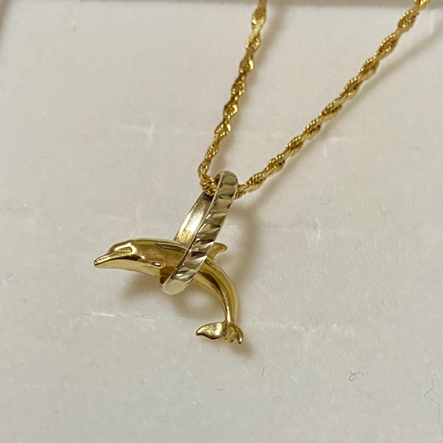 ハワジュ 14k ドルフィン ツーカラー ネックレストップアクセサリー