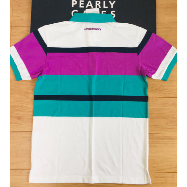 PEARLY GATES(パーリーゲイツ)の新品 パーリーゲイツ ジャックバニー ボーダー半袖ポロシャツ(5)サイズL 白 スポーツ/アウトドアのゴルフ(ウエア)の商品写真