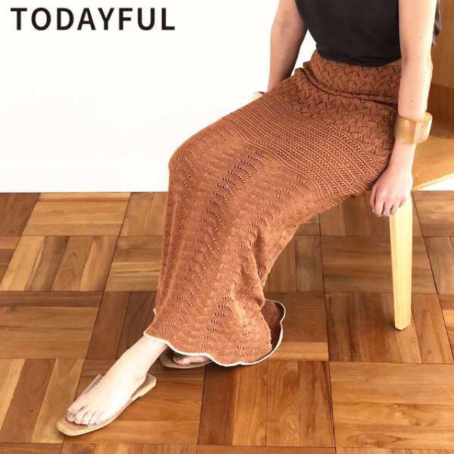 試着のみ　新品　タグ付き　Lacy Knit Skirt Todayful 38