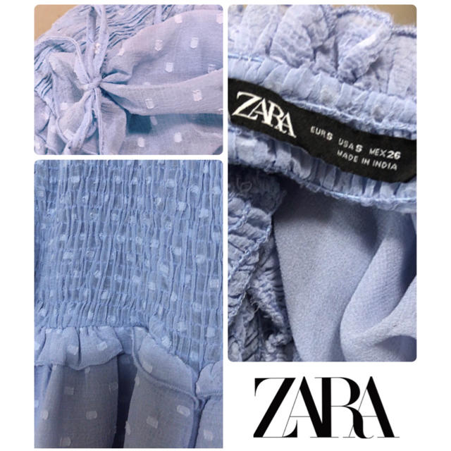 ZARA(ザラ)の最終値下げ！リボン付きシフォンブラウスドット柄 レディースのトップス(シャツ/ブラウス(長袖/七分))の商品写真