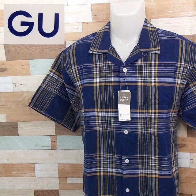 GU(ジーユー)の【GU】 美品 タグ付き ジーユー リネンブレンドオープンビッグシャツ 半袖 メンズのトップス(シャツ)の商品写真