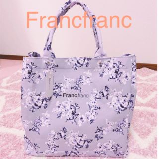 フランフラン(Francfranc)の✨Francfranc ロゴ トートバッグ フラワー L ブルー(トートバッグ)