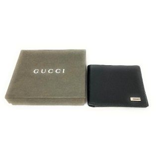 グッチ(Gucci)の◇グッチ◇ 二つ折り / レザー / ブラック / 札入れ / 財布(長財布)