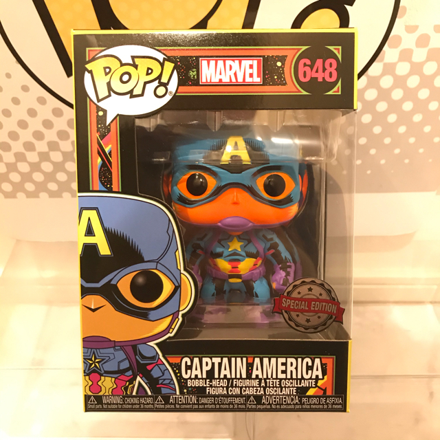 MARVEL(マーベル)のFUNKO POP! キャプテンアメリカブラックライト限定版 エンタメ/ホビーのフィギュア(アメコミ)の商品写真