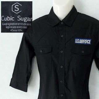 キューブシュガー(CUBE SUGAR)の【CUBIC SUGAR】 美品 キューブシュガー ブラック七分丈シャツ M(シャツ)