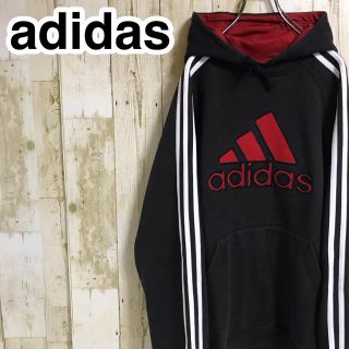 アディダス(adidas)のアディダス スウェットパーカー M ブラック ビッグロゴ 3ストライプ(パーカー)