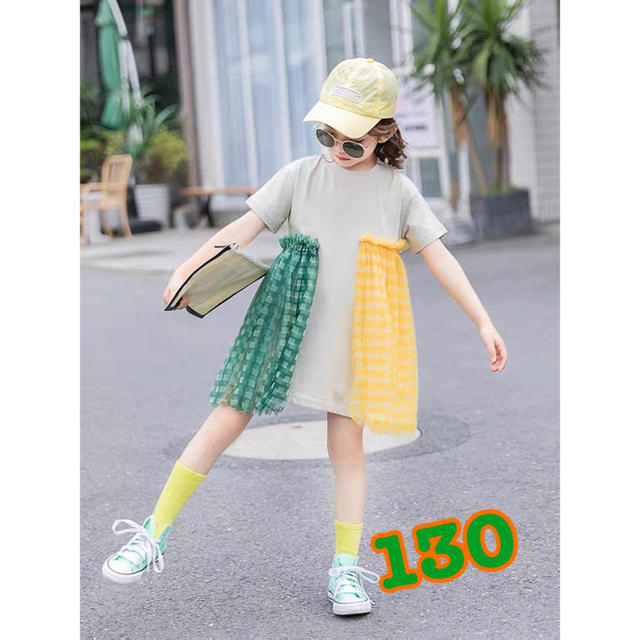 ※値下げ※【新品】韓国子供服　ワンピース　130 キッズ/ベビー/マタニティのキッズ服女の子用(90cm~)(ワンピース)の商品写真