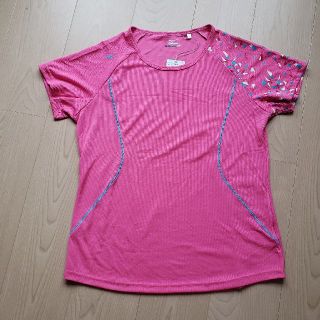 ミズノ(MIZUNO)の新品タグつきのmizuno 半袖Tシャツ　Lサイズ　ピンク×模様(Tシャツ(半袖/袖なし))