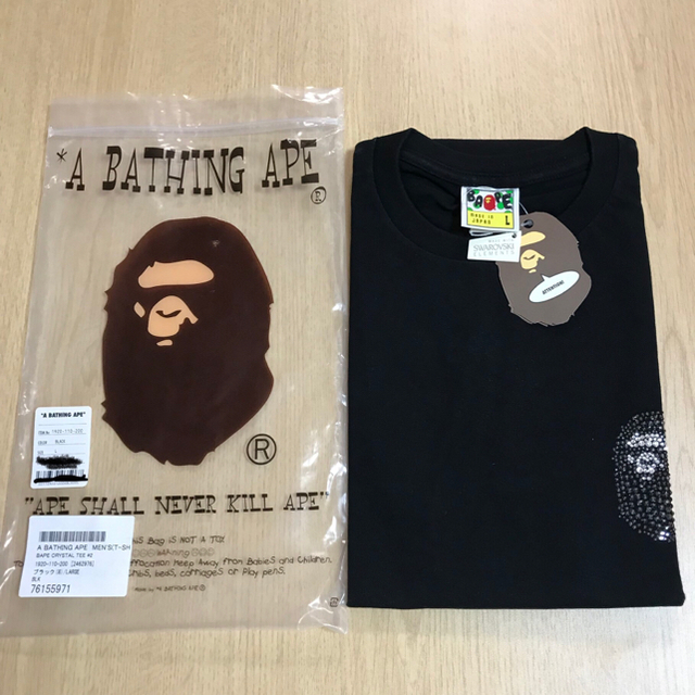 レア❗️新品　A BATHING APE スワロフスキーTシャツLのサムネイル