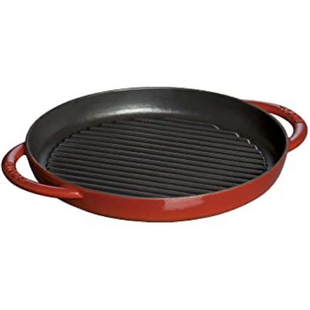 STAUB(ストウブ)の《新品》staub ピュアグリル ラウンド チェリー 26cm 鋳物 インテリア/住まい/日用品のキッチン/食器(鍋/フライパン)の商品写真