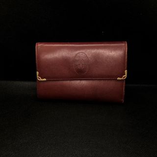 カルティエ(Cartier)のカルティエ レザー マストライン 三つ折り財布 ボルドー ワイン ヴィンテージ(長財布)