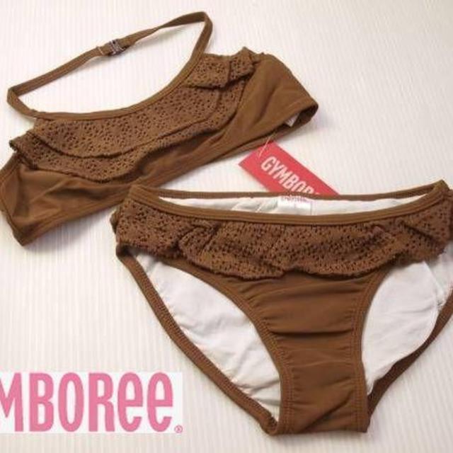 GYMBOREE(ジンボリー)のジンボリー 3歳 UPF50+ レースフリル付きビキニ brown 95㌢位 キッズ/ベビー/マタニティのキッズ服女の子用(90cm~)(水着)の商品写真