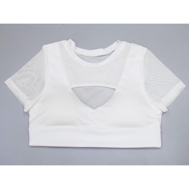 セクシー 胸元開き Tシャツタイプブラトップ 白 ヨガウェア シースルー 透け感の通販 By インポート商品販売中 お気軽にどうぞ ラクマ