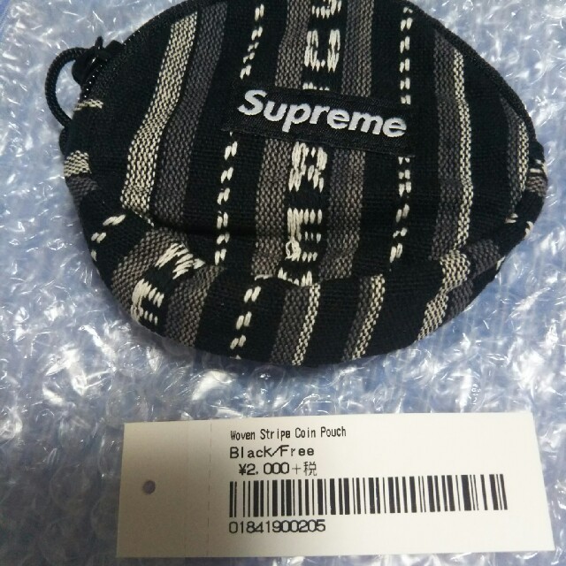 Supreme(シュプリーム)の20SS Woven Stripe Coin pouch Black 未使用品 メンズのファッション小物(コインケース/小銭入れ)の商品写真