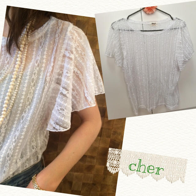 Cher(シェル)のcher レースフレアスリーブトップス レディースのトップス(シャツ/ブラウス(半袖/袖なし))の商品写真