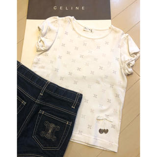 セリーヌ(celine)の美品☆CELINE☆マカダム柄チャーム付Tシャツ☆120(Tシャツ/カットソー)