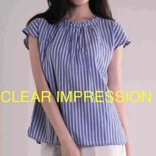 クリアインプレッション(CLEAR IMPRESSION)の新品 定価6490円 クリアインプレッション 2way ブラウス ストライプ(シャツ/ブラウス(半袖/袖なし))