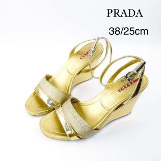 プラダ(PRADA)のPRADA プラダ サンダル ウェッジソール 38 約25cm ゴールド(サンダル)