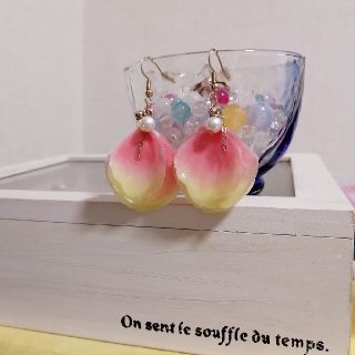 ピアス　ピンク　花　黄色　パール　ストーン　イヤリング(ピアス)