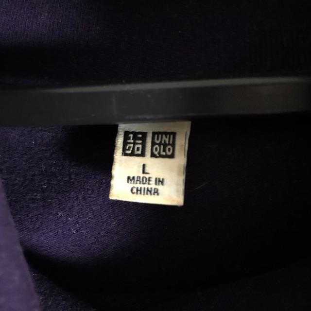UNIQLO(ユニクロ)のユニクロ モックネックT 紫 サイズL メンズのトップス(Tシャツ/カットソー(七分/長袖))の商品写真