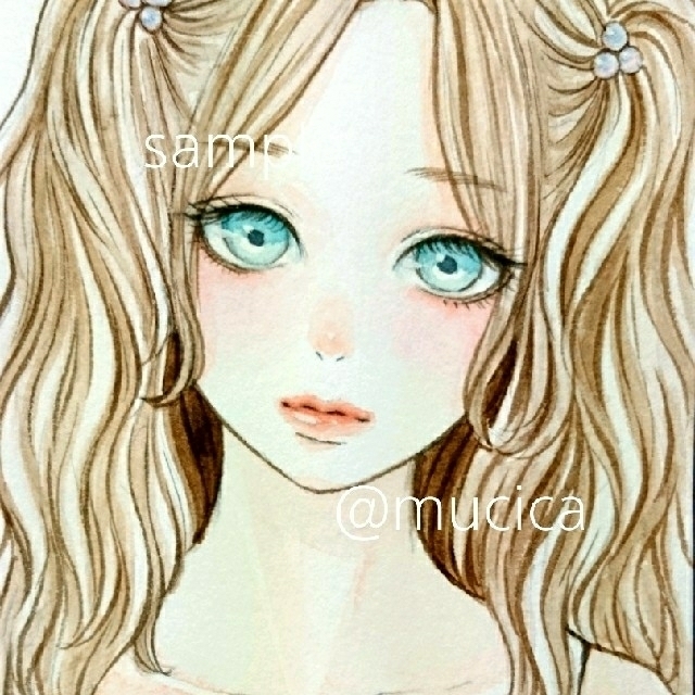 お取り置き 手描きイラスト オリジナル 女の子 水彩画