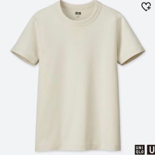 ユニクロ(UNIQLO)の【1度のみ着用】UNIQLO ユニクロ クルーネックT　ナチュラル(Tシャツ(半袖/袖なし))