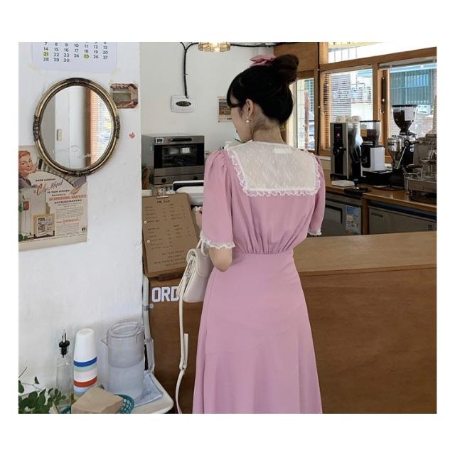 dholic(ディーホリック)の韓国fashion＊pink レース 襟 ワンピース 118 レディースのワンピース(ひざ丈ワンピース)の商品写真