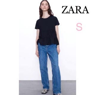 ザラ(ZARA)の【新品未使用タグ付き】ZARA フリル付き Tシャツ(Tシャツ(半袖/袖なし))