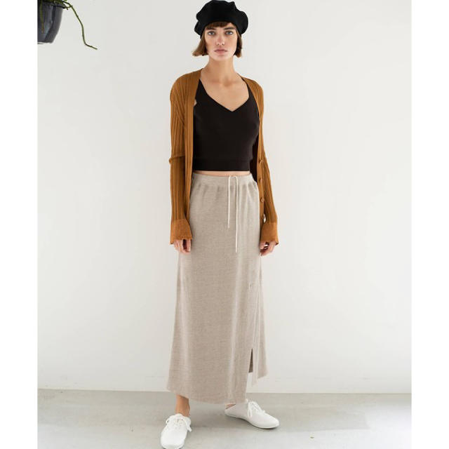 unfil soft linen-terry long skirt