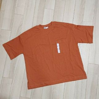 ジーユー(GU)の新品未使用／ジーユー コットンTシャツ Ｌ オレンジ(Tシャツ(半袖/袖なし))