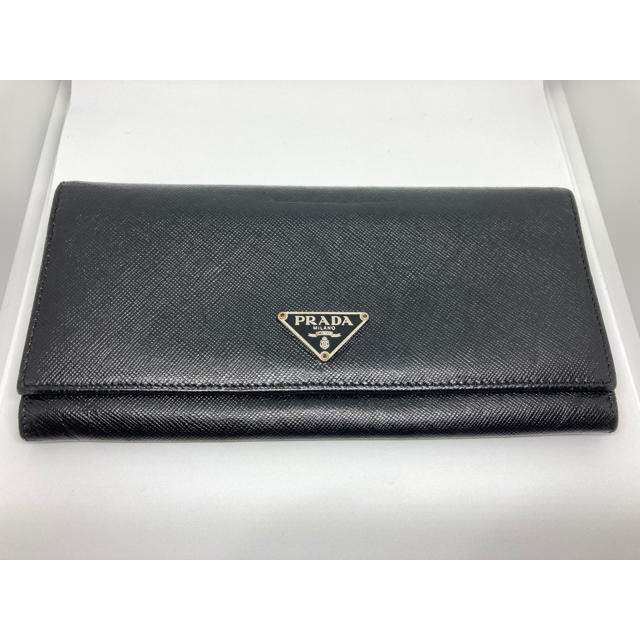 【美品】PRADA 長財布 メンズ 黒 サフィアーノレザー