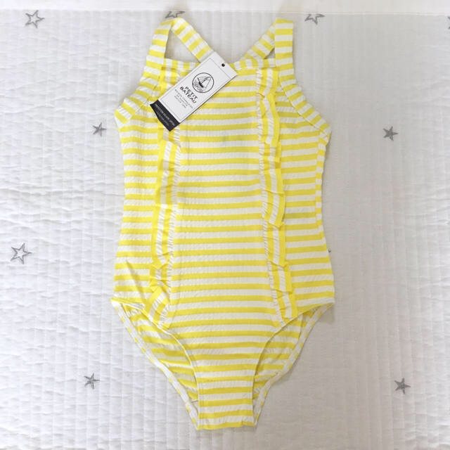 PETIT BATEAU(プチバトー)の＊ご専用＊新品未使用  プチバトー  シアサッカー  ワンピース水着  5ans キッズ/ベビー/マタニティのキッズ服女の子用(90cm~)(水着)の商品写真