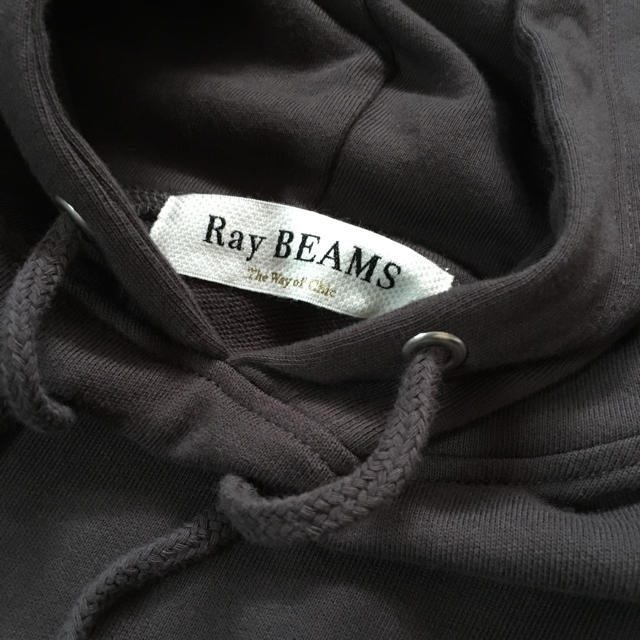 Ray BEAMS(レイビームス)のビームス　フレンチスリーブ　パーカー　着丈58㎝　チャコールグレー　綿100％ レディースのトップス(パーカー)の商品写真