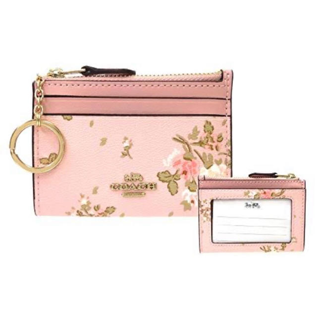 【即日発送】タグ付き新品★COACH ピンク 花柄 レザー コインケース