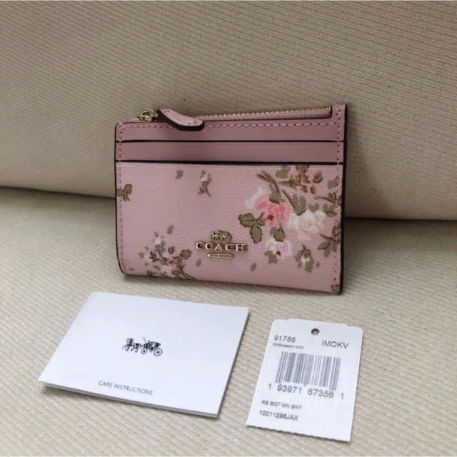 【即日発送】タグ付き新品★COACH ピンク 花柄 レザー コインケース 1