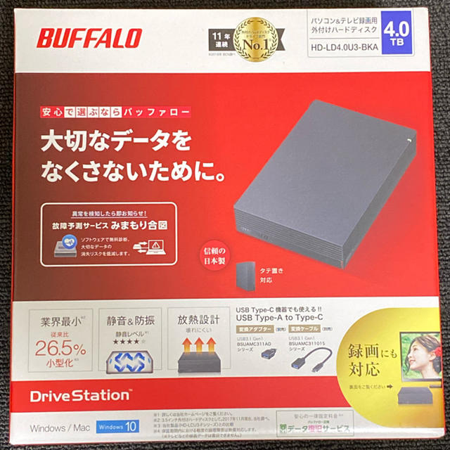 【新品未開封】バッファローHD-LD4.0U3-BKA 【4TB HDD】