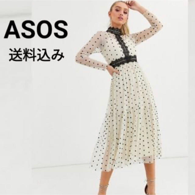 asos(エイソス)の新品未使用 ASOS【UK8】シースルードットワンピース レディースのワンピース(ひざ丈ワンピース)の商品写真