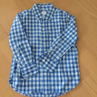 ギャップキッズ(GAP Kids)のキッズ 長袖チェックシャツ 綿ブラウス110 120 美品(ブラウス)