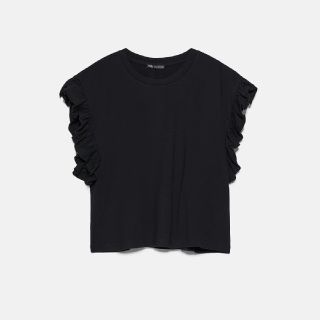 ザラ(ZARA)のZARA/ﾌﾘﾙ付TｼｬﾂM新品(Tシャツ(半袖/袖なし))