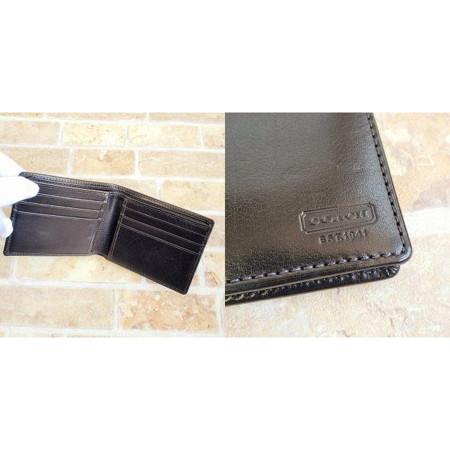 COACH(コーチ)の美品 コーチ COACH ☆ レザー 折財布 札入れ ブラック メンズのファッション小物(折り財布)の商品写真